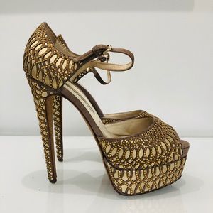 Bronze rhinestones shoes